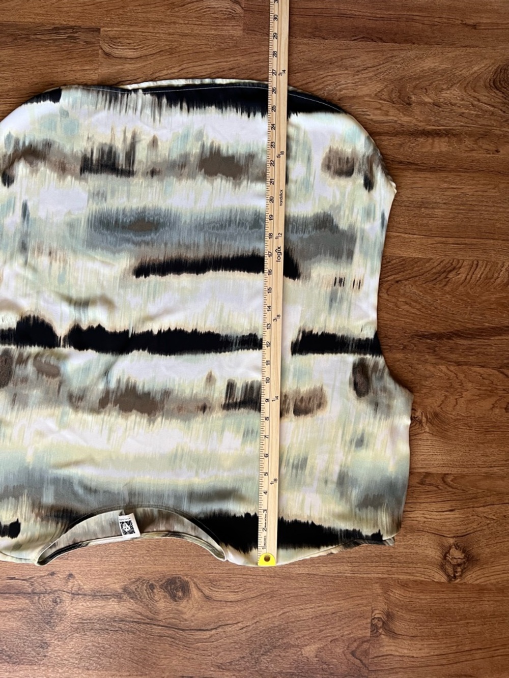 Anne Klein Blouse XL Abstract Print Neutral Boho Flowy Top Short Sleeve - Picture 7 of 8